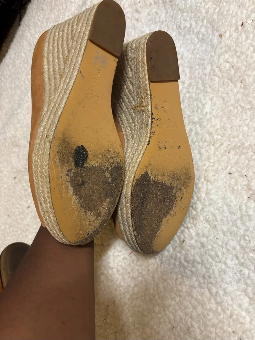 Coach Blaine Espadrille Wedge sandals peep toe camel women's 7.5B